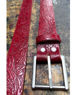Blood Thirsty Embossed Wave of Entropy Leather Belt 