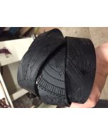 Black Embossed War Penguin Leather Belt 