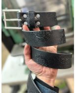 Black Embossed Lotus Leather Belt