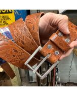 Quarter Tan Embossed War Penguin Belt