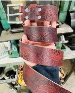 Chestnut Lotus Embossed Leather Belt